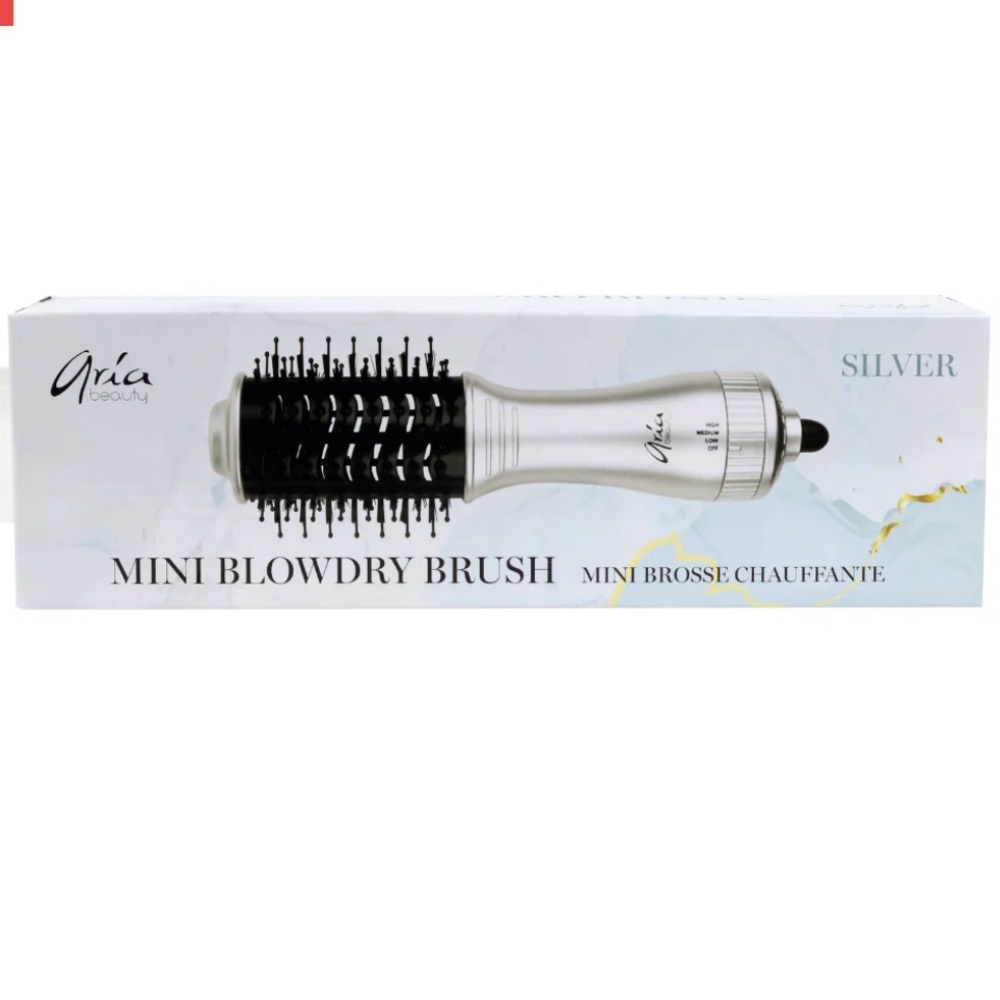 Aria Beauty Mini Blowdry Brush combo blow dryer + round brush in silver - Picture 3 of 8